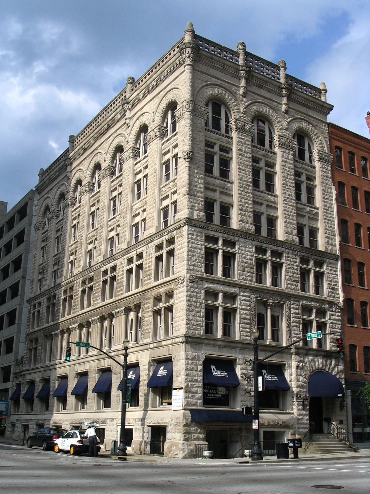 An 1890 limestone financial building in historic downtown Louisville, Kentucky